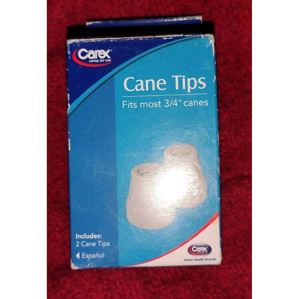 Carex Gray Cane Tips 2 pack Fits All Standard Canes &‎ Crutches 3/4" NEW in Box